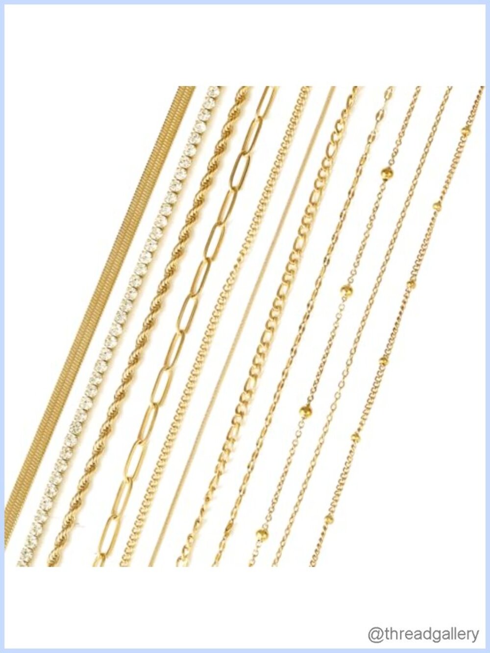 11PC 14k Gold Plated Stainless Steel Layering Necklace Set Non Tarnish Cuban
